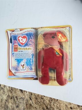 Ty Millennium Red Bear Plush with Heart Tag